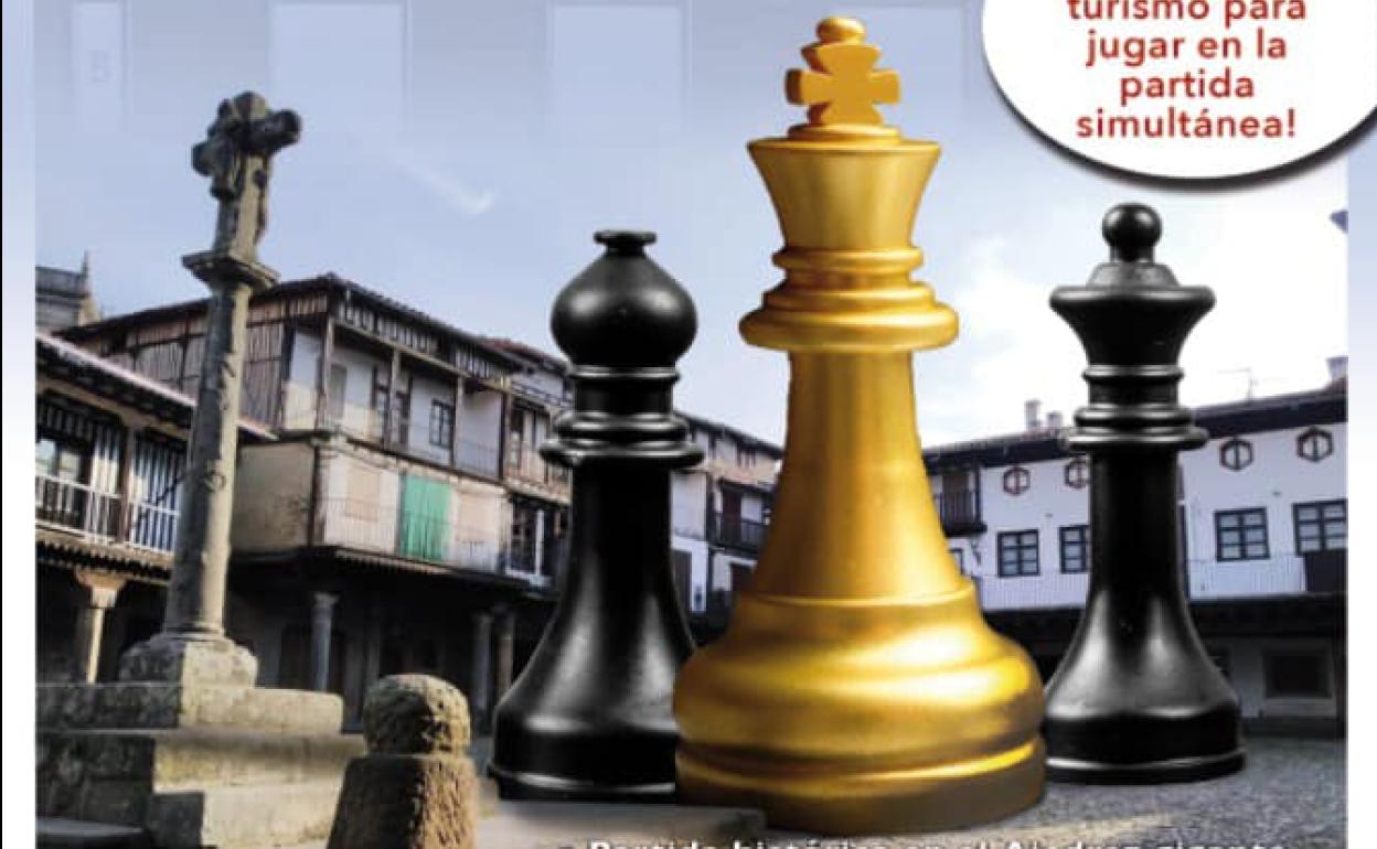 Partida de ajedrez simultánea con piezas gigantes en la Plaza Mayor de